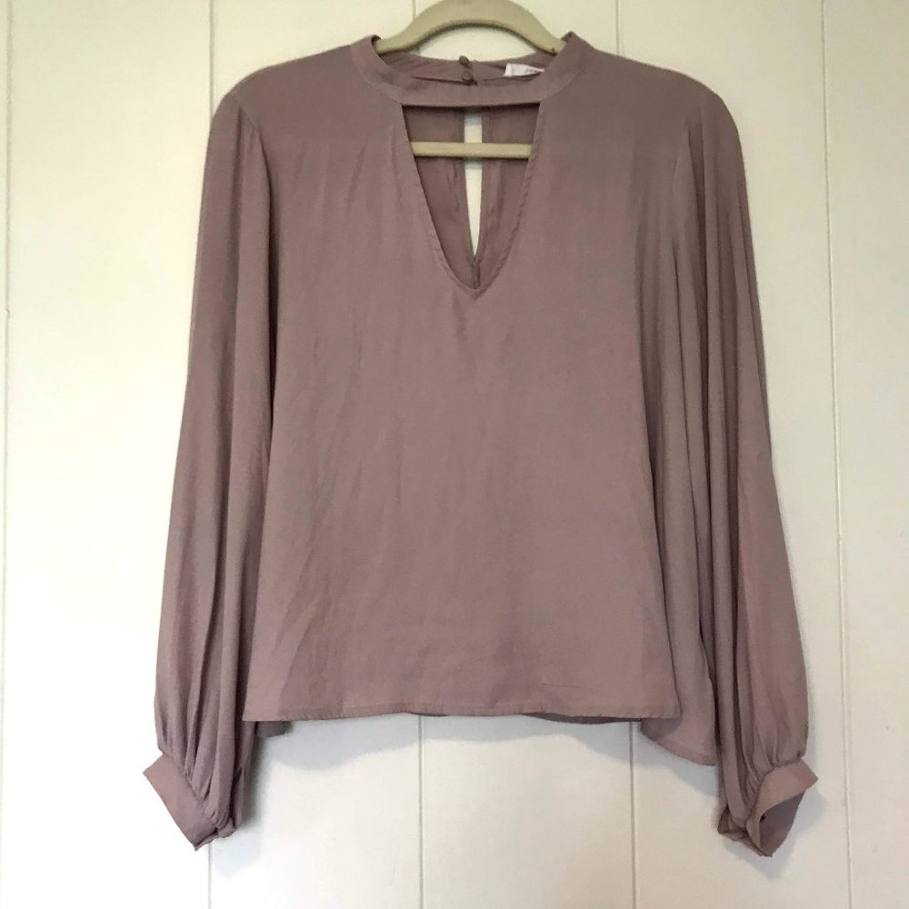 Lush Cutout V-Neck Formal Blouse